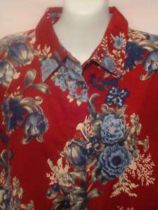 Cabin Creek button front red floral misses sm shirt NWT  
