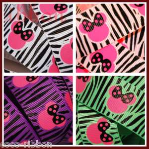 10 YD 7/8 Minnie Zebra Print Grosgrain Ribbon U Pick  