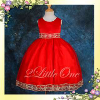 Red Wedding Flower Girls Pageant Party Dress Size 4 5  