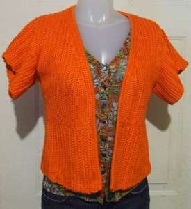 KENNETH COLE New York Orange Short Sleeved Cardigan Sweater ~ M/L 