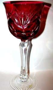 Vintage ECHT BLEIKRISTALL Red Cut to Clear Crystal Goblet  