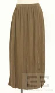 Issey Miyake Brown Plisse Pleat Cut Out Hem Skirt Size M  