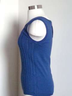 carolina herrera pointelle knit shell in prussian blue medium