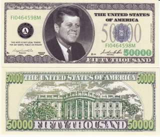 Novelty Notes/ Fun Money 50.000 Dollars/J.F.KENNEDY neu  