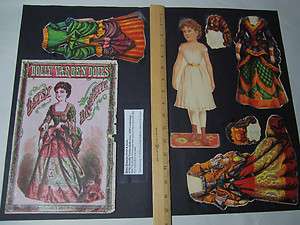RARE Large McLoughlin Paper Doll Set ca. 1870 Dresses & Hats  