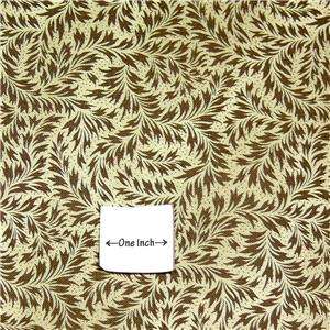   Quilting Fabric Elegant Leaves in Dark Brown on Cream By the Yard