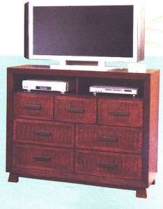 Cherry Brown Art Deco 7 Drawer TV Chest Dresser Stand  