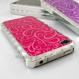 Brushed Aluminum Pink Slider Hard Case Cover for Apple iPhone 4  