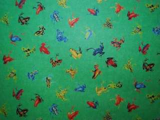 Kelly Green Frog Cotton Drapery Upholstery Fabric  
