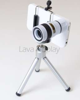 8X Zoom Lens Kit for Iphone 4/4S White Optical Telescope Tripod Set 