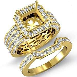 2C Diamond Engagement Ring Princess Bridal Set 18k 5sz  