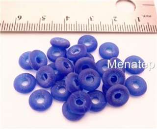 50 8x2.5mm Czech Glass Donut Beads Matte   Cobalt  