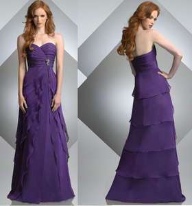 New Chiffon Purple Wedding bridesmaid Dress evening gown Size and 