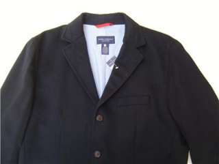   100% Wool L Hunt Blazer Coat Jacket Navy Patch Pocket Elbow Patch Pad
