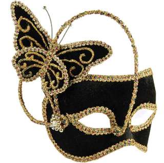 Masquerade Ball Black Velvet Butterfly Eye Mask  