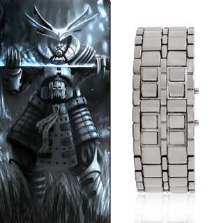 Iron Samurai Blue LED Watches Stainless Steel Bracelet  