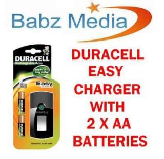 Duracell Easy Charger + 2 AA Batteries, Charges AA AAA  