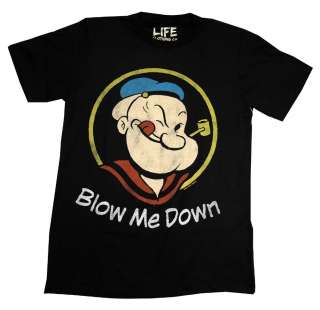 Popeye The Sailor Man Blow Me Down Vintage Style Cartoon T Shirt Tee 