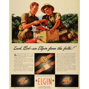 1942 Ad Elgin Wrist Watches WWII Army Soldiers Gift Care Package Bob 