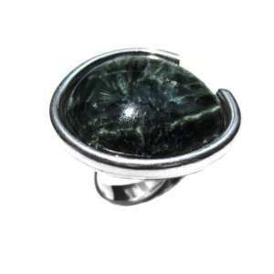  Seraphinite and Sterling Silver Adjustable Ring Size 7 