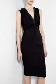 Sportmax  Black Pallida Silk Snail Dress With Leather Trim by 