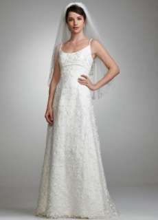 Davids Bridal Wedding Dress Spaghetti Strap Beaded Lace Slim A Line 