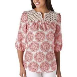 Calypso St Barth for Target Womens Pink Silk Medallion Print Crochet 