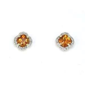  Womens Diamond & Citrine Earring in 14K Yellow Gold (0.95 