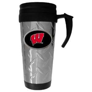 Wisconsin Badgers NCAA Team Logo Diamond Plate Travel Mug  