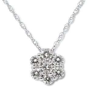  .50CT Pave Fire Diamond Solitaire Pendant 14K White Gold Jewelry