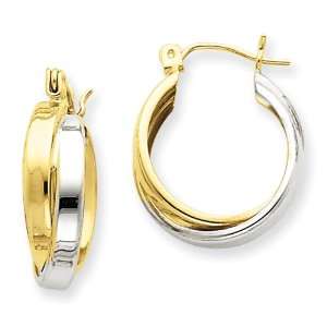  14k Two tone Polished Double Hoop Earrings Jewelry