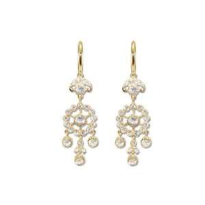  14k Yellow Gold, Chandelier Dangling Earring Lab Created Gems Jewelry