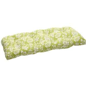  Pillow Perfect Outdoor Green/White Floral Wicker Loveseat 