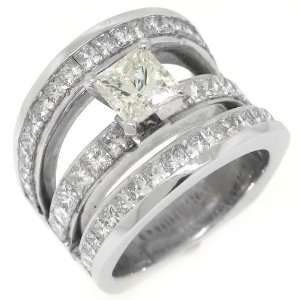   White Gold 5.77 Carats Princess Cut Diamond Engagement Ring Jewelry