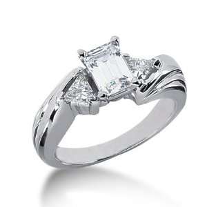 Ct Diamond Engagement Ring Triangle Channel Three Stone 14k White 