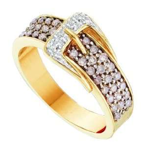   Gold .50CT Diamond Fashion Ring Featuring Unique Rich Diamond Buckle
