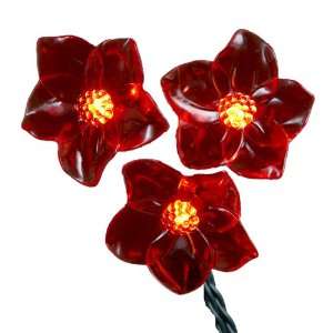  Kurt Adler Indoor/Outdoor 10 Light Red Flower LED Light 