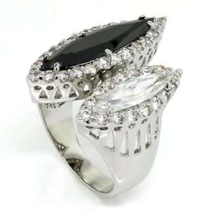   Black & White Twin Marquise CZ Ring Size 10 Alljoy Jewelry