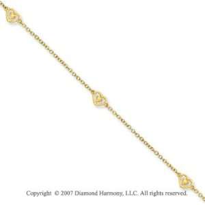  14k Yellow Gold Diamond Hearts N Arrow Bracelet Jewelry