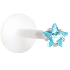  16 Gauge 3/8 Aqua 3mm CZ Star Labret Monroe Jewelry