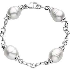  14 Karat White Gold South Sea Cultured Pearl Bracelet 