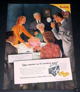 1951 OLD MAGAZINE PRINT AD, KODAK TOURIST CAMERA, PARTY ARTWORK 