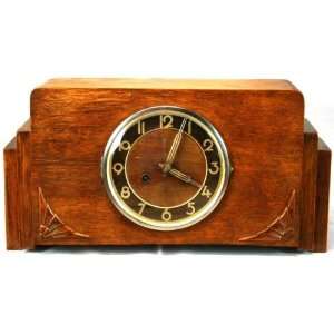    German Art Deco Westminster Mantle Clock Oak 