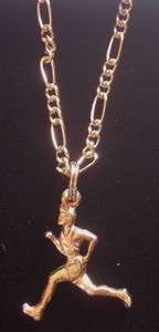 Cross Country Runner Necklace 18 24 Karat Gold Plate Male  