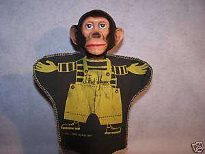 Vintage J. Fred Muggs Chimpanzee monkey hand puppet  