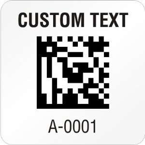  Custom 2D Barcode Label, 0.75 x 0.75 Gold Polyester 