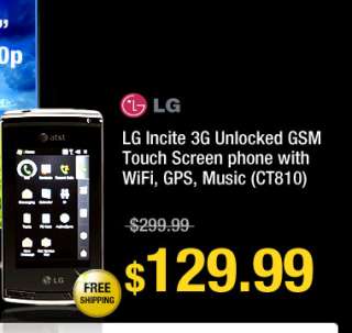 LG Incite 3G Unlocked GSM Touch Screen phone with WiFi, GPS, Music 