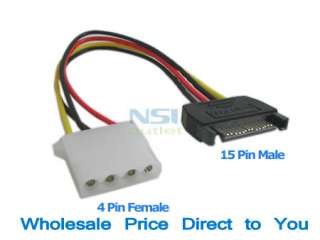 15 Pin SATA Male   4 Pin Female Power Cable For IDE Hard Drive