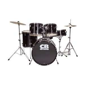  Cb 5 piece Drum Set W/ Cymbals & Throne Black Musical 