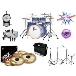 Piece Blue Diamond Halogen Fade Drum Kit   INCLUDES Audix FP5 Drum 